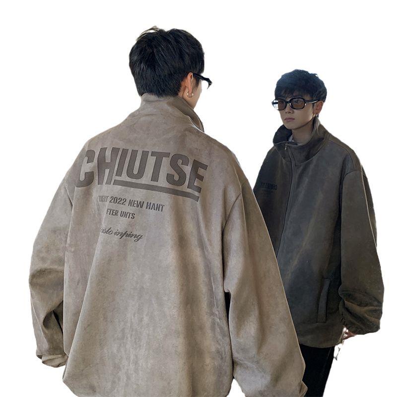 Áo Khoác Da Lộn Phong Cách Đường Phố Mỹ Cá Tính Cho Nam