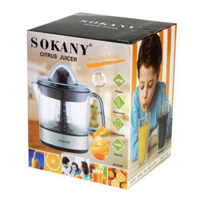 Máy vắt cam SOKANY JE-6230 dùng điện CHÍNH HÃNG dung tích 700ml, Máy vắt cam tự động
