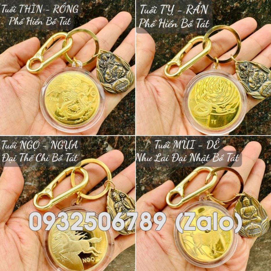Móc khóa Mặt 8 Vị Phật Hộ Mệnh Phù Trợ 12 Con Giáp Mix Đồng Xu Mặt 12 Con Giáp và chữ Lộc Phù Trợ