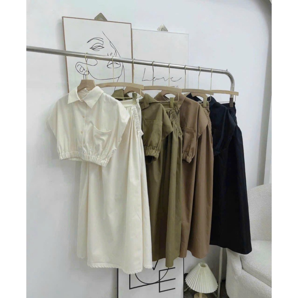 Sét Áo Sơ Mi Cánh Dơi Sát Nách Kèm Quần Ống Xuông Dáng Dài LT358 TEROMI HOA TOC