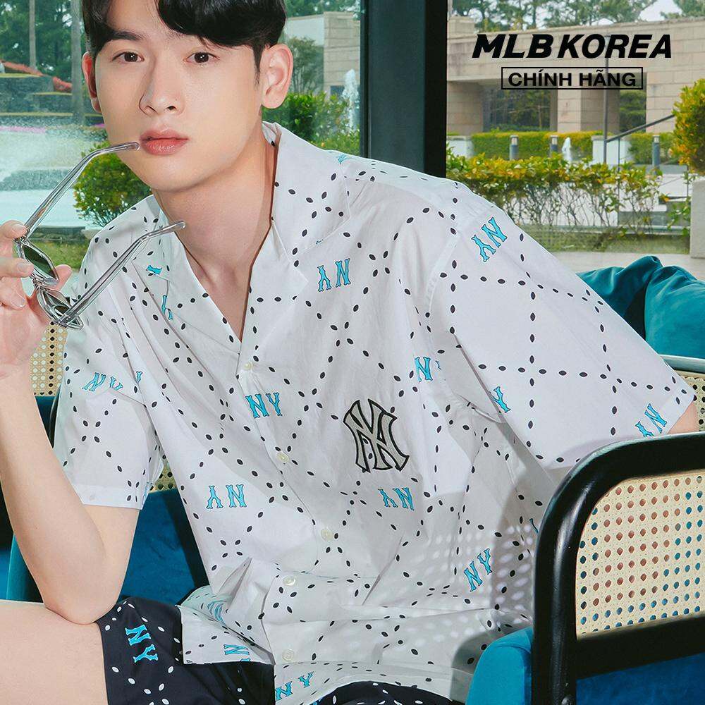 MLB - Áo sơ mi unisex cổ bẻ tay ngắn Mega Dia Monogram 3AWSM0533-50WHS