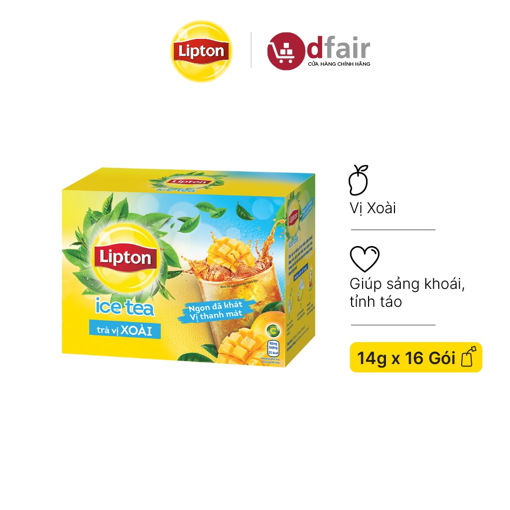 Hộp 16 Gói Trà Hòa Tan Lipton Ice Tea Vị Xoài 14g/gói