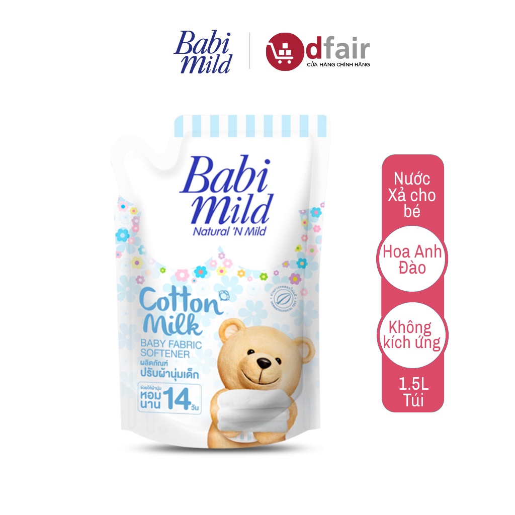 Nước Xả Dịu Nhẹ Cho Bé Babi Mild Cotton Milk 1500ml/túi