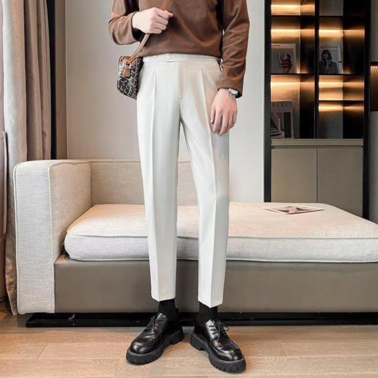 Quần baggy nam cạp cao N1LUXURY ống rộng vải Hàn cao cấp, co giãn phân loại tây âu lịch lãm. Chính hãng