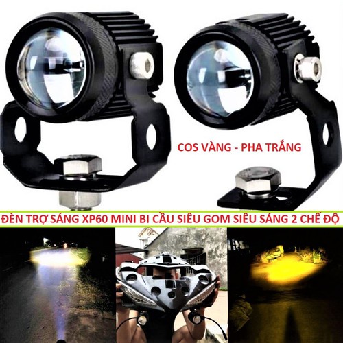 Chính Hãng đèn xe máy siêu sáng đèn led xe máy đèn trợ sáng xe máy bi cầu cho mô tô đèn xe led Cos Vàng Trắng
