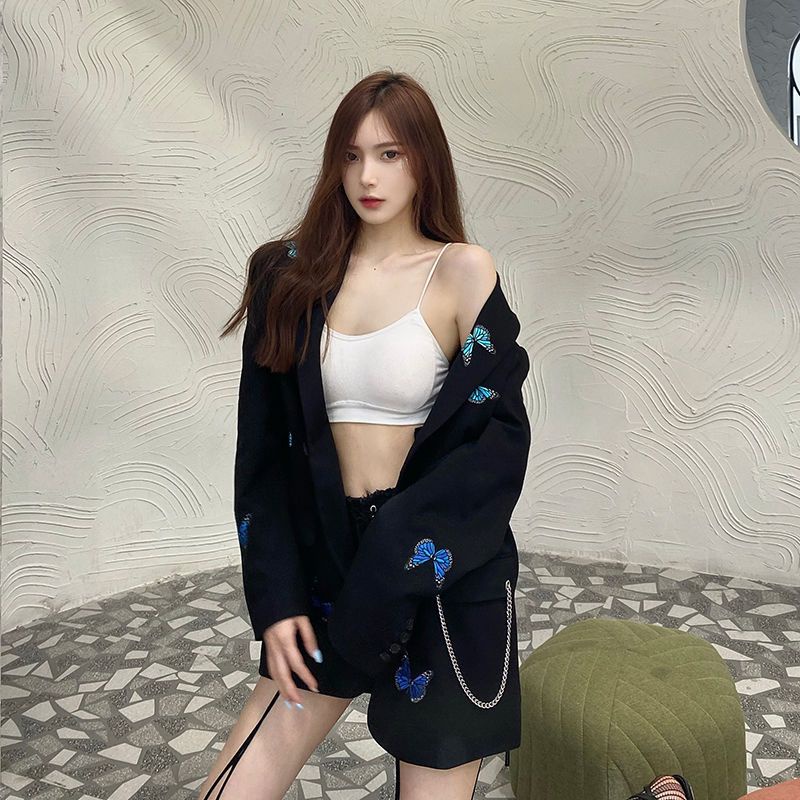 Áo Khoác Dáng Rộng Thêu Hình Bướm Phong Cách Mới Hợp Thời Trang Cho Nữ