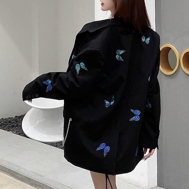 Áo Khoác Dáng Rộng Thêu Hình Bướm Phong Cách Mới Hợp Thời Trang Cho Nữ