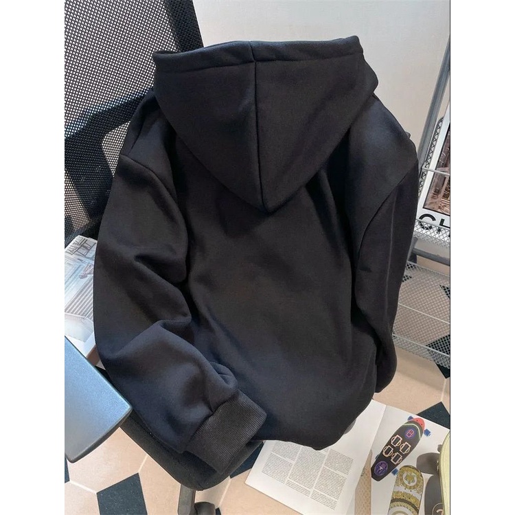 Áo Khoác Cardigan Có Mũ Dáng Rộng In Hình Burger Kiểu Mỹ Cho Cặp Đôi