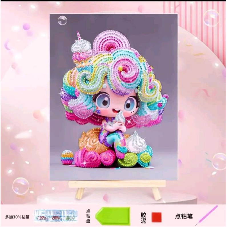 Tranh Đính Đá Phát Sáng 5D Hình Búp Bê