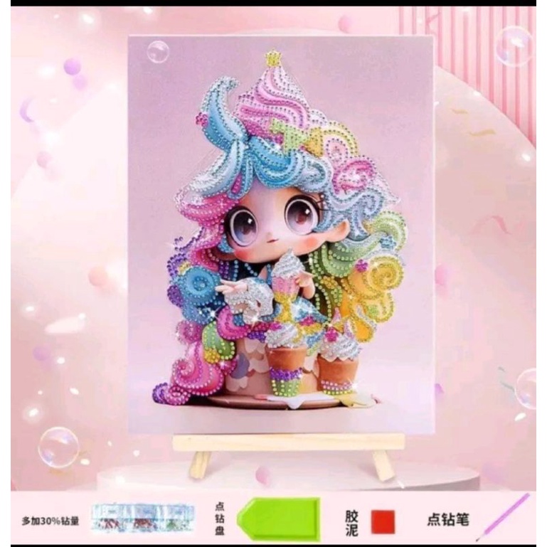 Tranh Đính Đá Phát Sáng 5D Hình Búp Bê