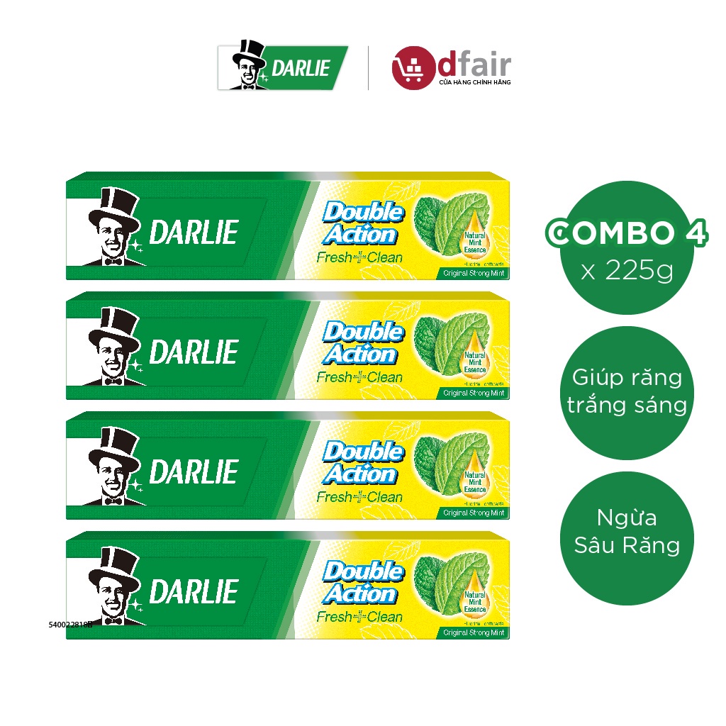 Bộ 4 Kem Đánh Răng Darlie Double Action Fresh Clean 225g