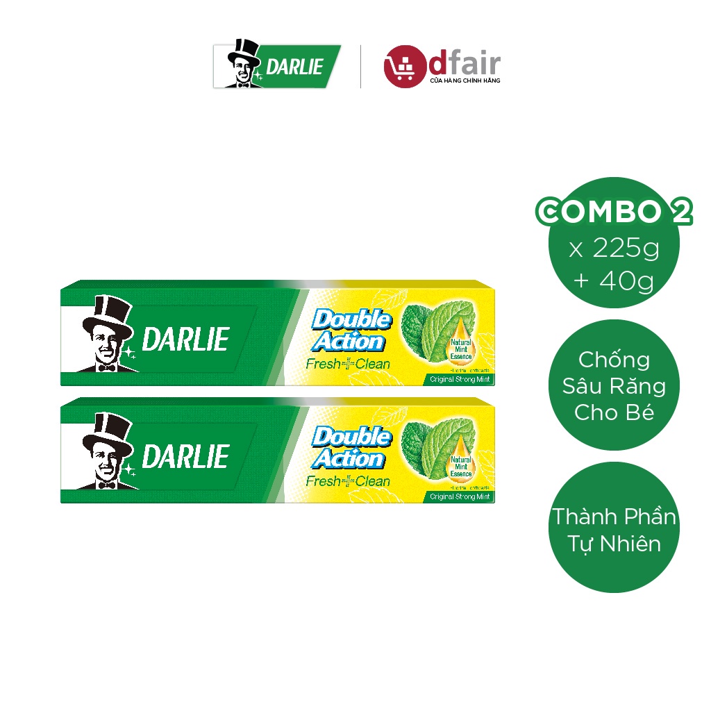 Bộ 2 Kem Đánh Răng Darlie Double Action Fresh Clean 225g