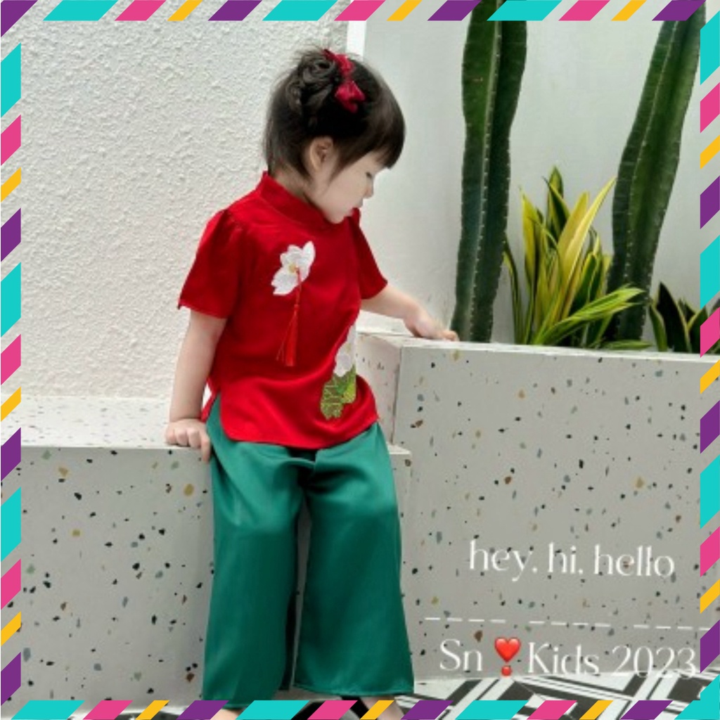 Bộ y phục bà khoác lác sen cho bé gái diện Trung Thu, chụp hình sen xinh xẻo size đại 10-30kg Hdkidsfashion