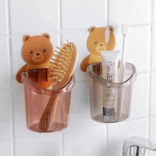 Cốc gấu dán tường đựng bàn chải