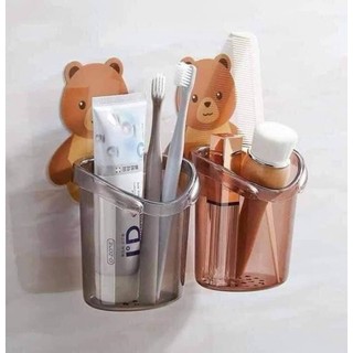 Cốc gấu dán tường đựng bàn chải