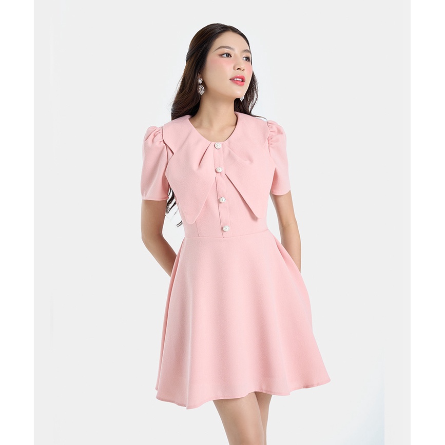 Đầm Ngắn Nữ Thời Trang HNOSS Phối Cổ Cánh Hoa HNDNG027