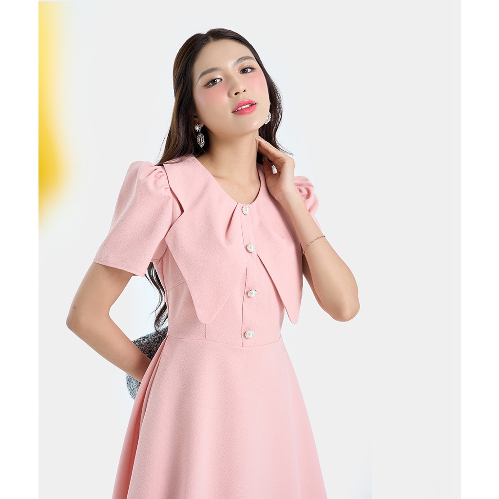 Đầm Ngắn Nữ Thời Trang HNOSS Phối Cổ Cánh Hoa HNDNG027