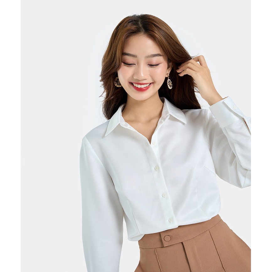 Áo Sơ Mi Nữ Thời Trang HNOSS Lụa Form Ôm HNASM018