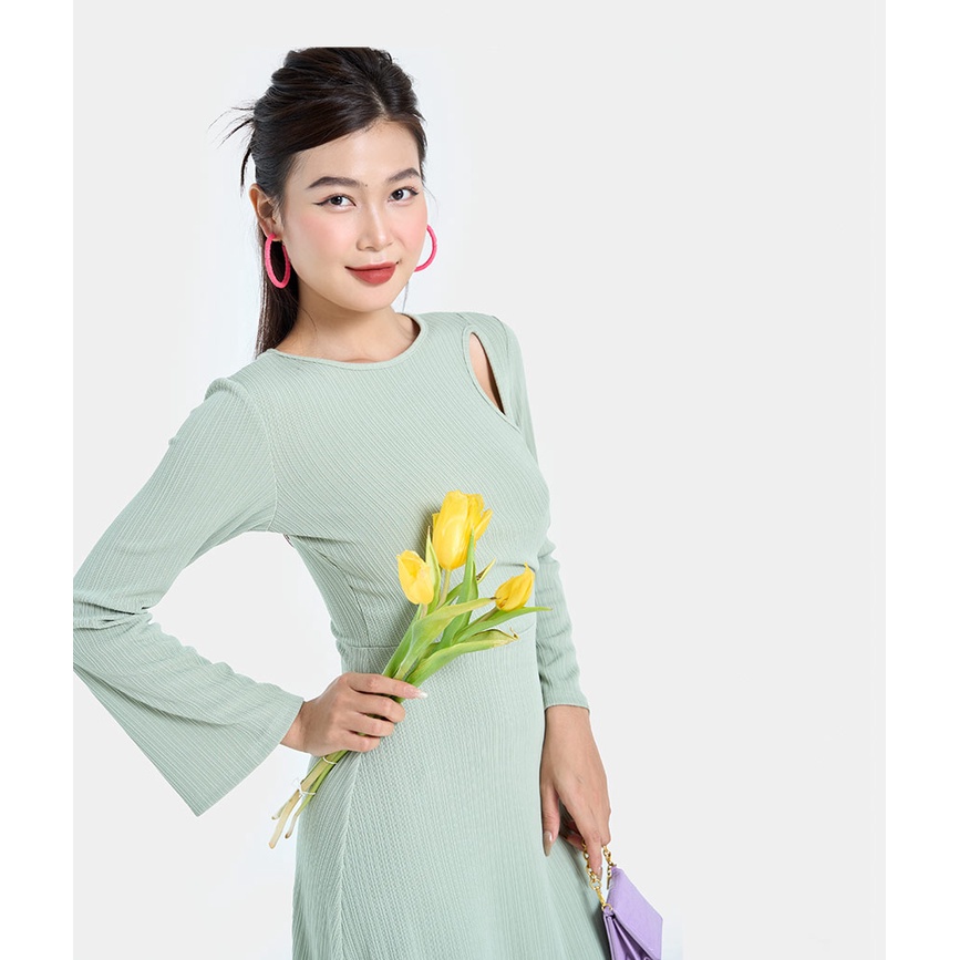 Đầm Ôm Nữ Thời Trang HNOSS Cut Out Thun Tay Loe HNDNG024