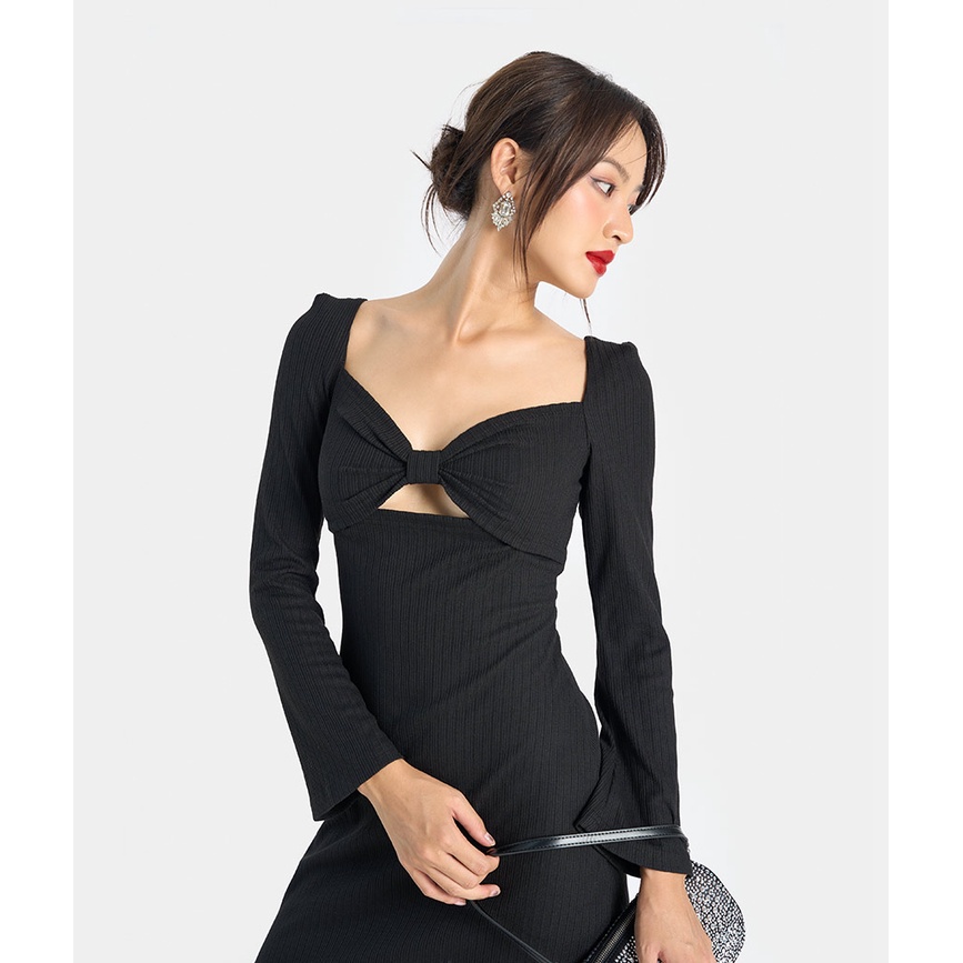 Đầm Nữ Thời Trang HNOSS Thun Ôm Tay Dài HNDLU078