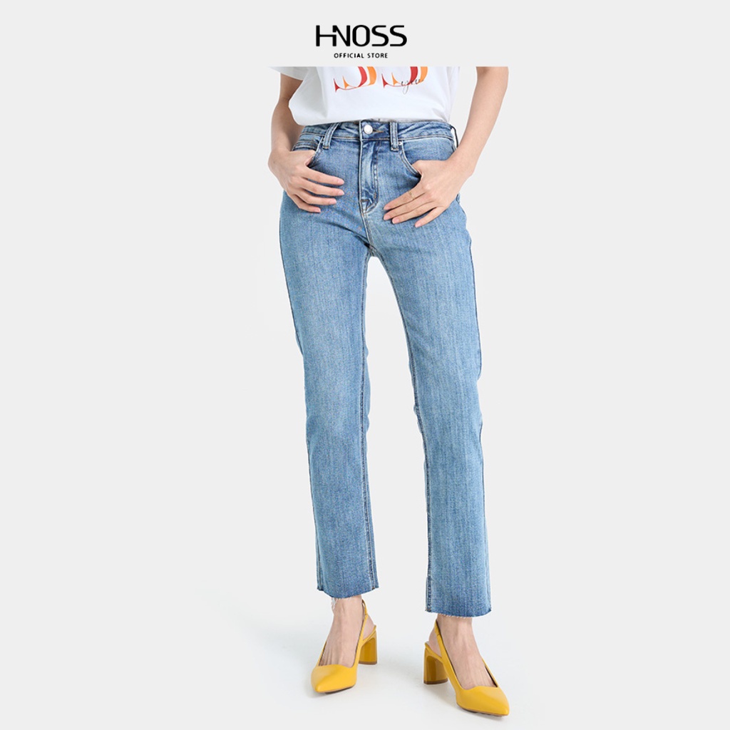 Quần Jeans Nữ Thời Trang HNOSS Ống Đứng Dáng Ôm HNQDA019