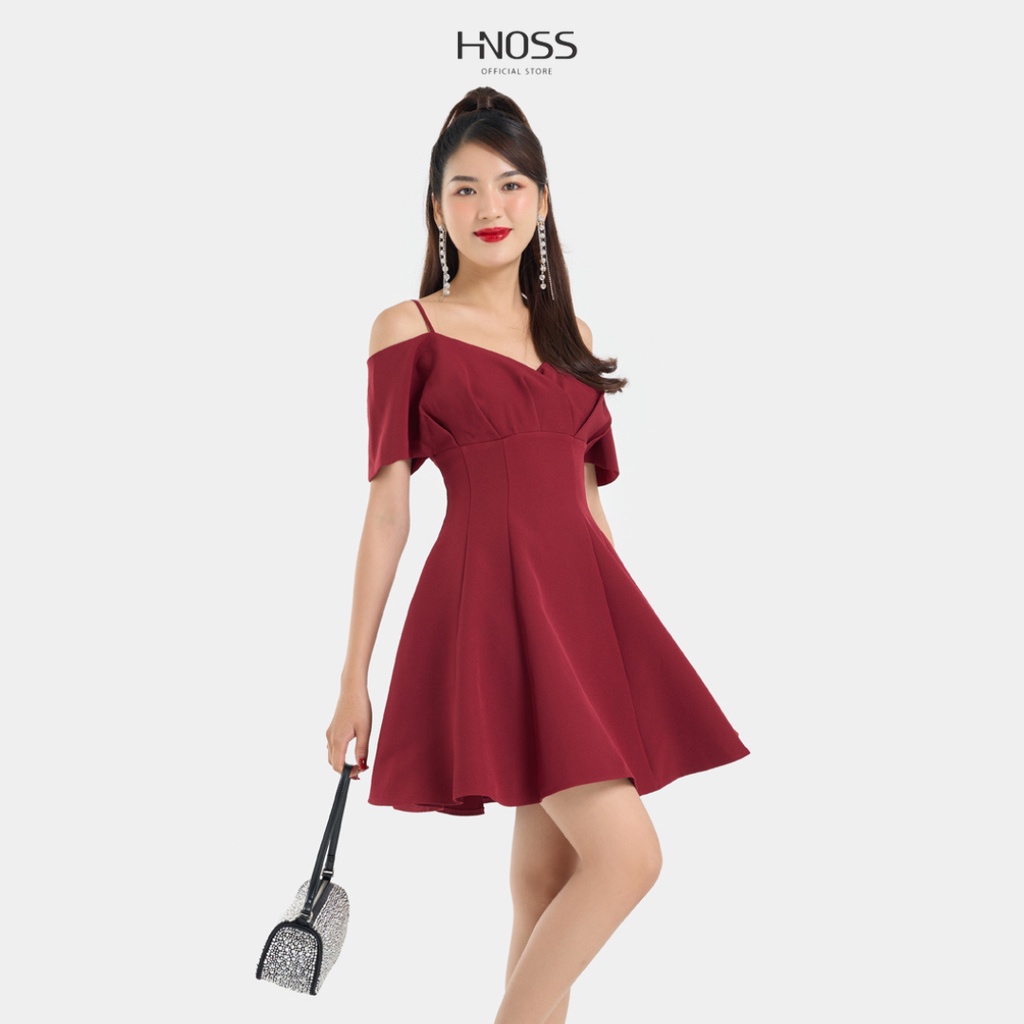 Đầm Xoè Nữ Thời Trang HNOSS 2 Dây Bẻ Vai HNDLU081