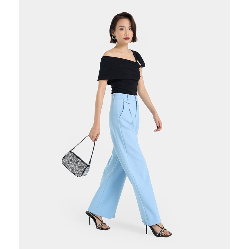 Áo Thun Nữ Thời Trang HNOSS Lệch Vai Phối Ngọc HNATH033