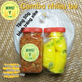 250g bánh tráng 300g bơ vàng bơ hột gà 200g muối tép hành phi.