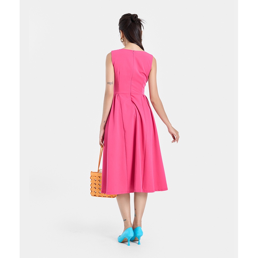 Đầm lửng nữ thời trang HNOSS Sát Nách Nhún Cổ HNDLU090