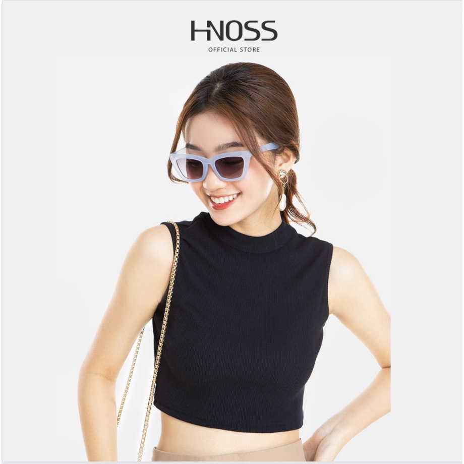 Áo croptop nữ trơn HNOSS cổ yếm form ôm AKI011