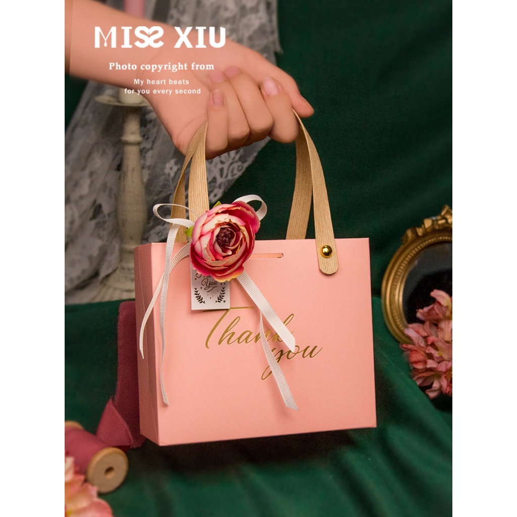 Túi Quà Tặng đám cưới quai cói trang trí hoa Hy Hy Store