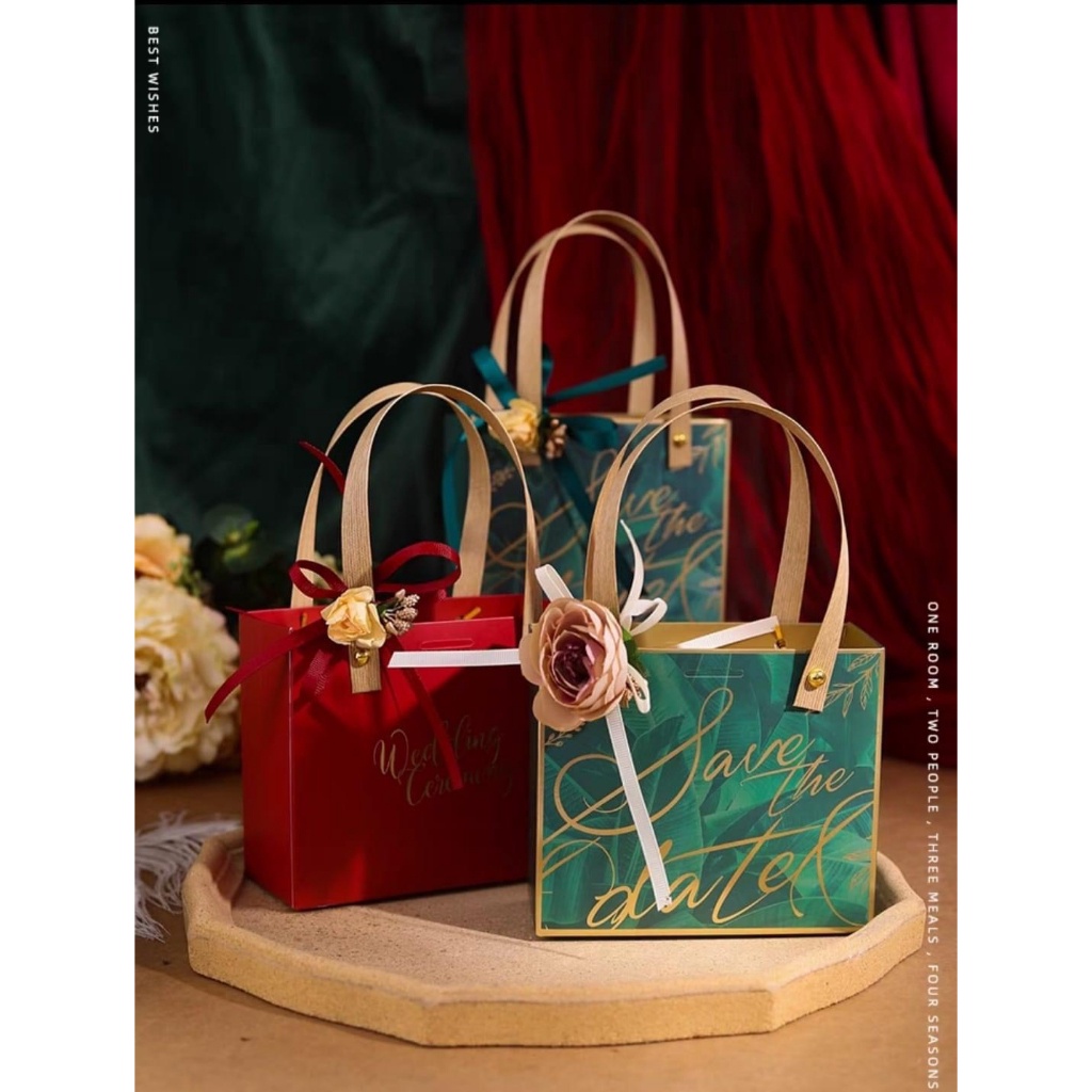 Túi Quà Tặng đám cưới quai cói trang trí hoa Hy Hy Store