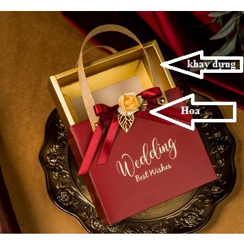 Túi Quà Tặng đám cưới quai cói trang trí hoa Hy Hy Store