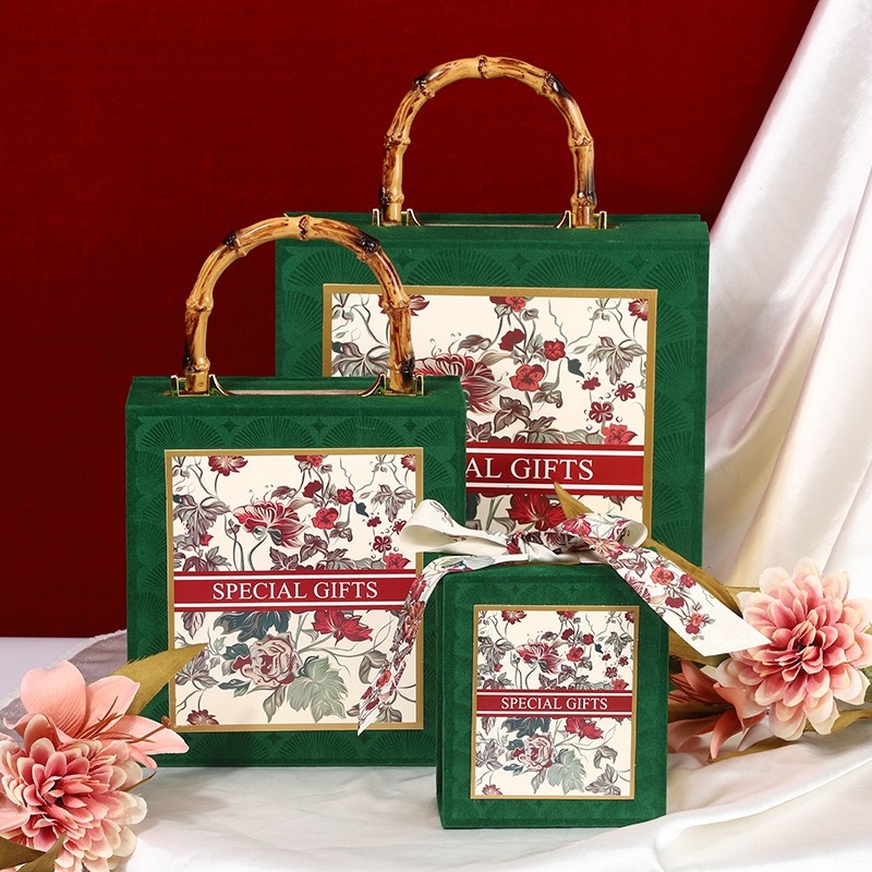 Hộp quà bọc nhung quai trúc Flower Garden - Thiết kế độc đáo sang trọng Hy Hy Store