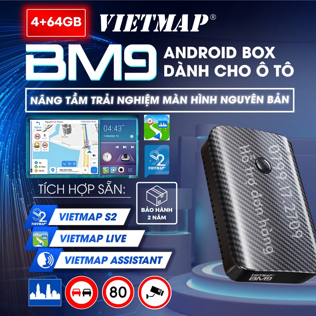 Vietmap BM9 - Android Box dành cho màn hình zin ô tô - Tích hợp Dẫn đường Vietmap S2-Vietmap Live - Hàng chính hãng