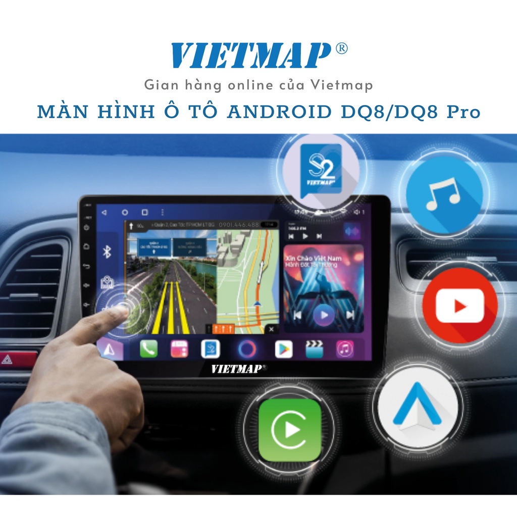 Màn Hình Vietmap DQ8 / DQ8 PRO - DVD Android Giải trí đa phương tiện - Hàng chính hãng