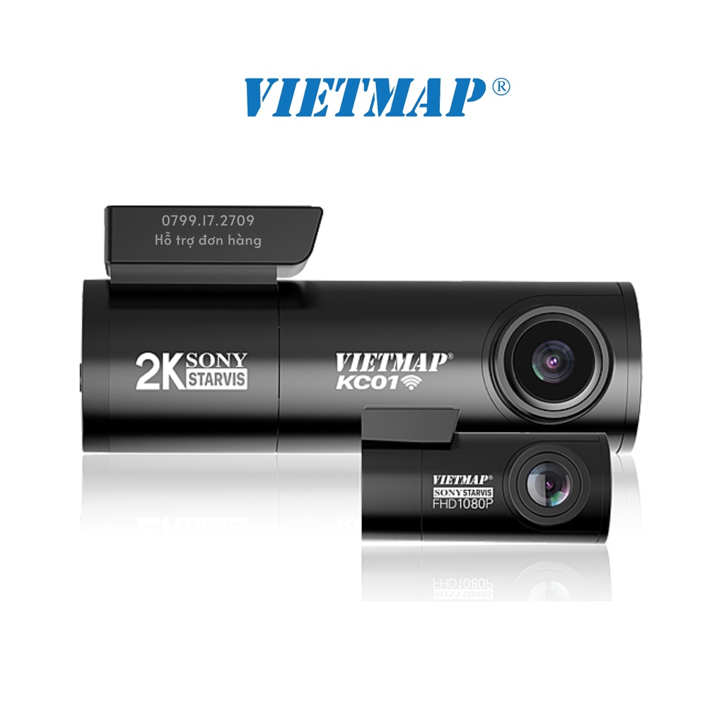 Camera hành trình Vietmap KC01 - Cảnh báo giao thông bằng giọng nói ghi hình trước sau  - Hàng chính hãng