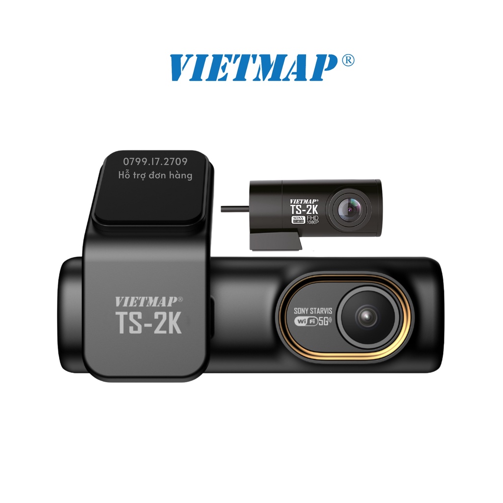 Camera hành trình Vietmap TS-2K kèm sạc ACC - Cảnh báo giao thông bằng giọng nói ghi hình trước sau  - Hàng chính hãng