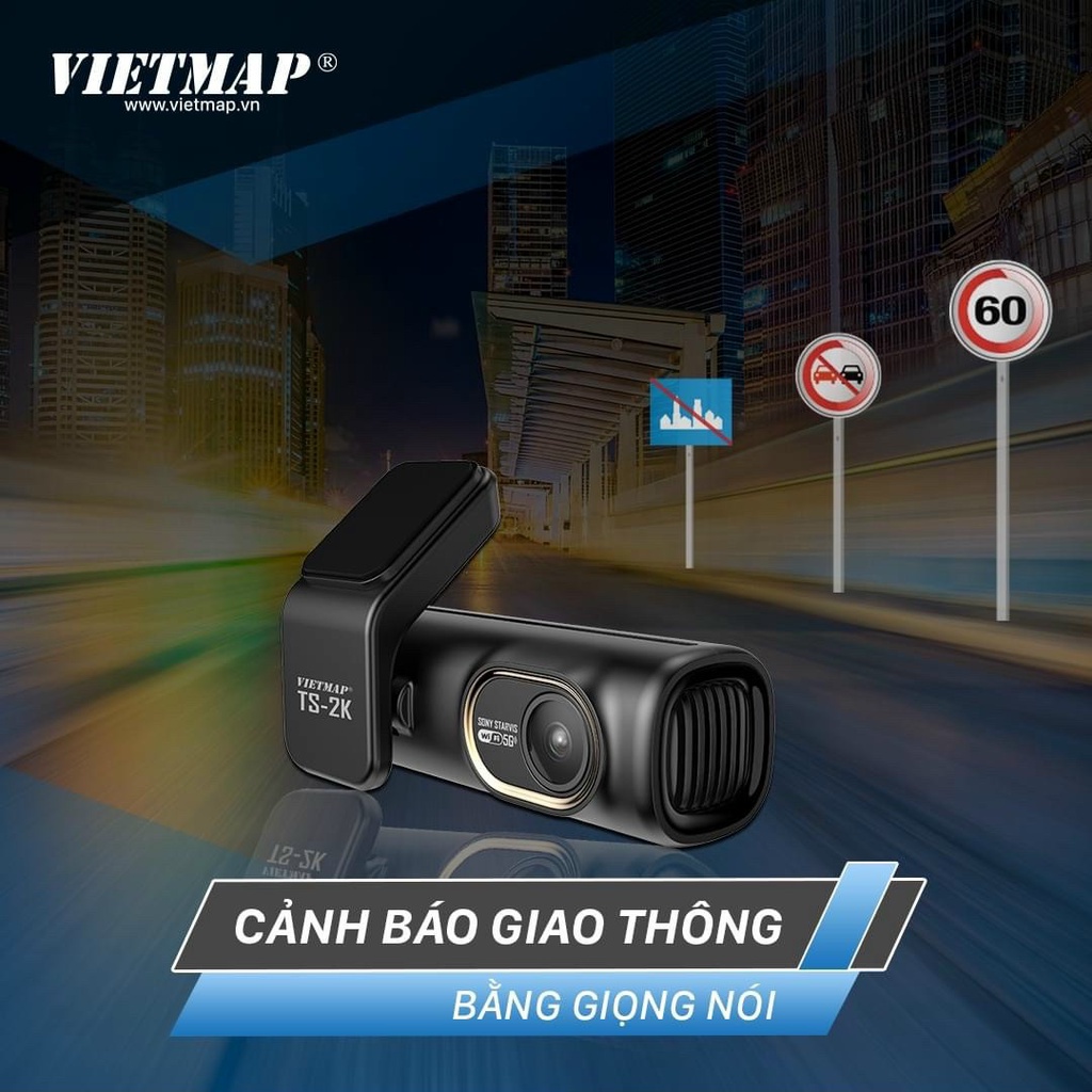 Camera hành trình Vietmap TS-2K kèm sạc ACC - Cảnh báo giao thông bằng giọng nói ghi hình trước sau  - Hàng chính hãng
