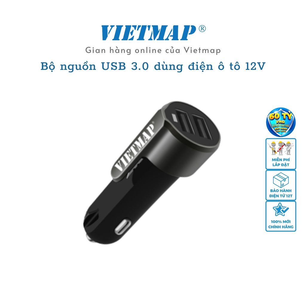 VIETMAP VM31 - Bộ Sạc Thoát Hiểm Đa Năng Trên Ô Tô 3 trong 1 - Hai Cổng Sạc Nhanh - Hàng Chính Hãng