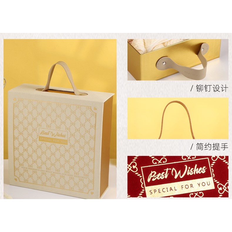 Hộp nhung quai da cao cấp mặt nhung ép kim họa tiết cổ điển