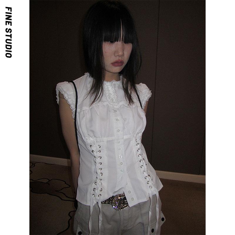 Áo Sơ Mi Cột Dây Eo Phong Cách Ngọt Ngào Dễ Phối Đồ Cho Nữ