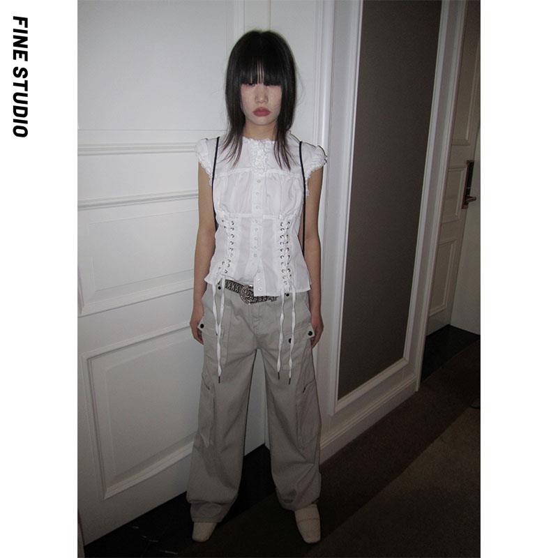 Áo Sơ Mi Cột Dây Eo Phong Cách Ngọt Ngào Dễ Phối Đồ Cho Nữ