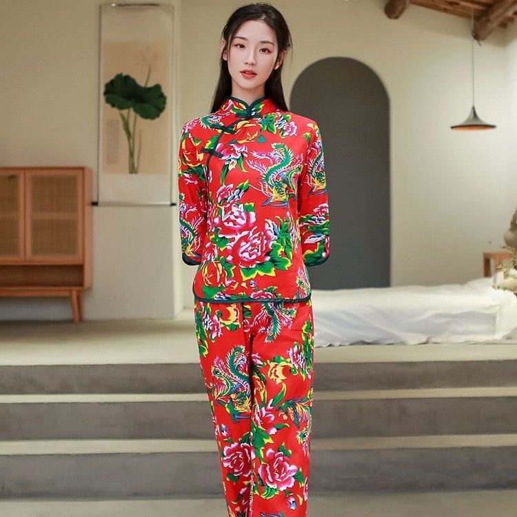 Influencer Northeast Quạt Múa Quạt Vuông Bằng Vải Hoa Lớn Phong Cách Làng Quê Yangko Retro Dân Tộc Vui Nhộn