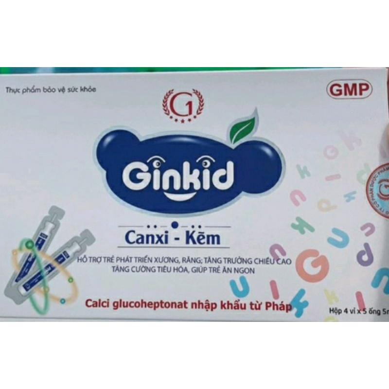 GINKID CANXI KẼM HỖ TRỢ TRẺ PHÁT TRIỂN XƯƠNG RĂNG, TĂNG CHIỀU CAO, GIÚP TIÊU HÓA, ĂN NGON