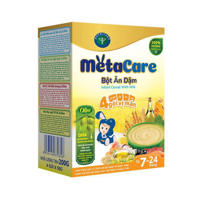 Bột ăn dặm Metacare 200g (4 gói vị mặn)