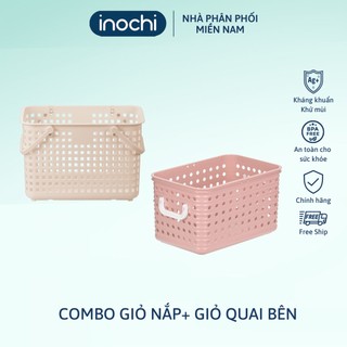 COMBO Giỏ nắp + giỏ quai bên. Sử dụng đựng đồ- trong phòng tắm/phòng ngủ. Đựng đồ chơi cho bé, giỏ đi sanh