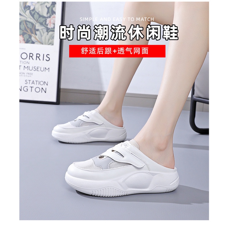 Dép Bít Mũi Đế Dày Phối Lưới Thoáng Khí Thời Trang Mùa Hè 2023 Mới Cho Nữ