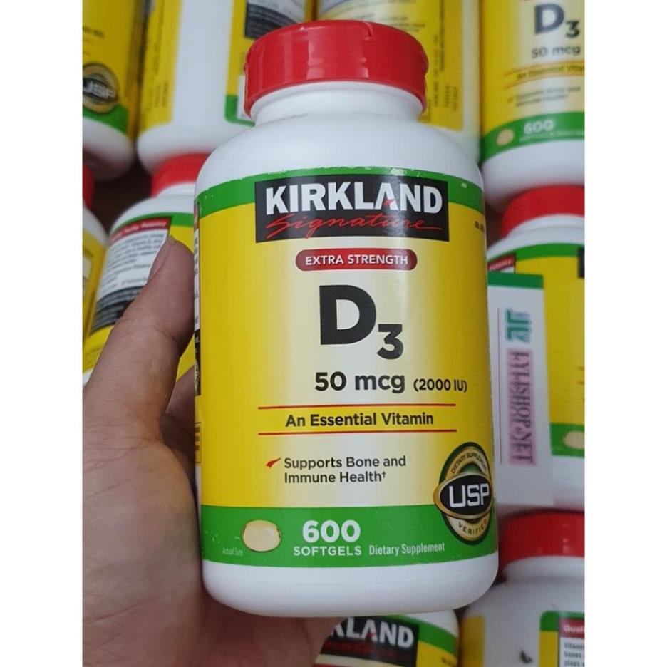 Vitamin D3 2000 IU Kirkland 600 viên từ mỹ ( Hàng nội địa Mỹ đủ bill) hấp thụ canxi giúp xương chắc khỏe ..