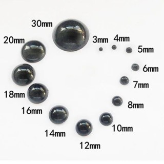 [Sỉ] 100 mắt nhựa dán màu đen dành cho thú bông size từ 3mm đến 24mm